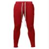 Solid Long Length Drawstring Ankle Zipper Track Pants Red 2XL view 2