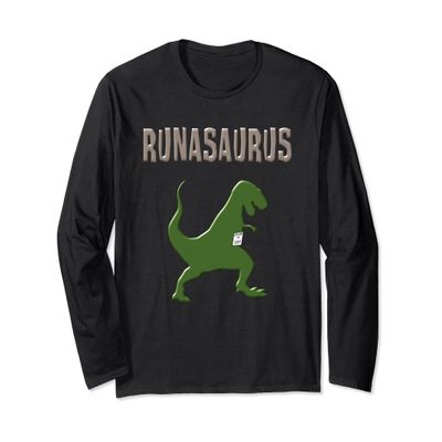 Dinosaur Runner Long Sleeve Shirt T Rex Running Shirt Gift