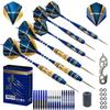 SHOT TAKER CO. EST. 2017 6pc Steel Tip Darts Set - Professional Darts for Dartboard - Includes Barrels + Plastic/Aluminum Shafts + O'Rings + Flights + Sharpener + Wrench (21g-Blue C-10413) view 1