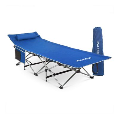 Alpcour Folding Camping Cot Deluxe Collapsible Single Person Bed in a Bag w/Pillow for Indoor & Outdoor Use Ultra Lightweight, Comfortable, Heavy Duty Design Holds Adults & Kids Up to 300 Lbs