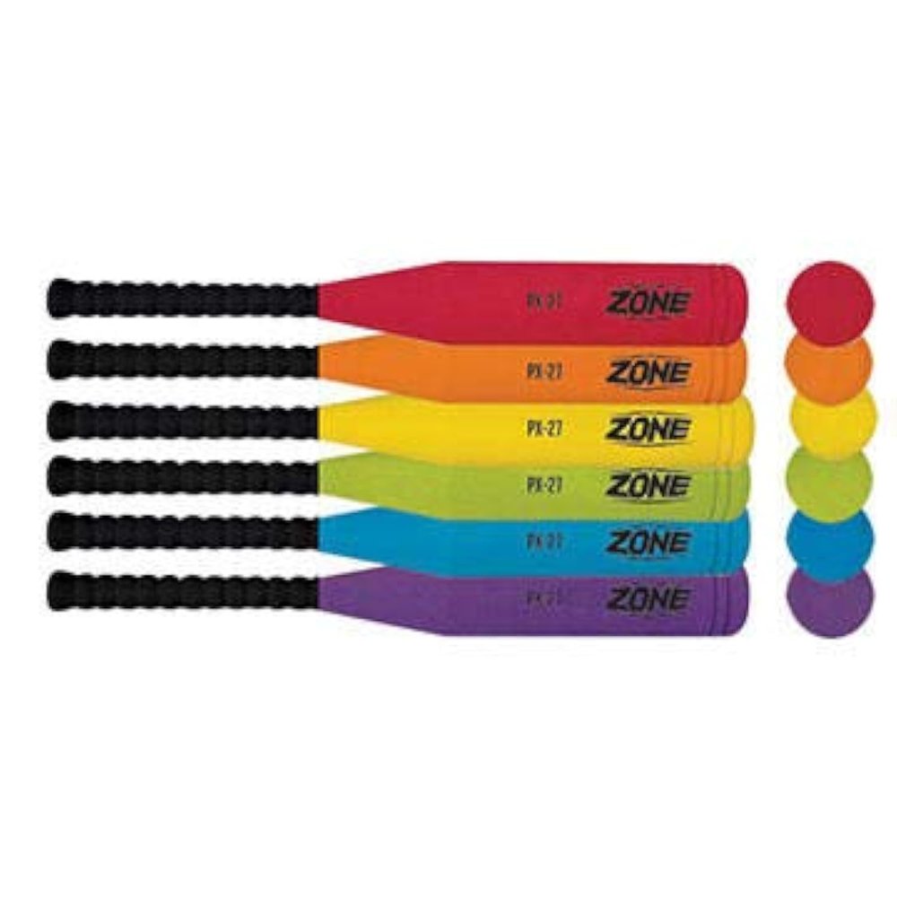The Zone PX Foam Bottle Bat Set of 6-27" Wide Barrel or 29" Narrow Barrel, PX-27 Comes with Bats and Balls