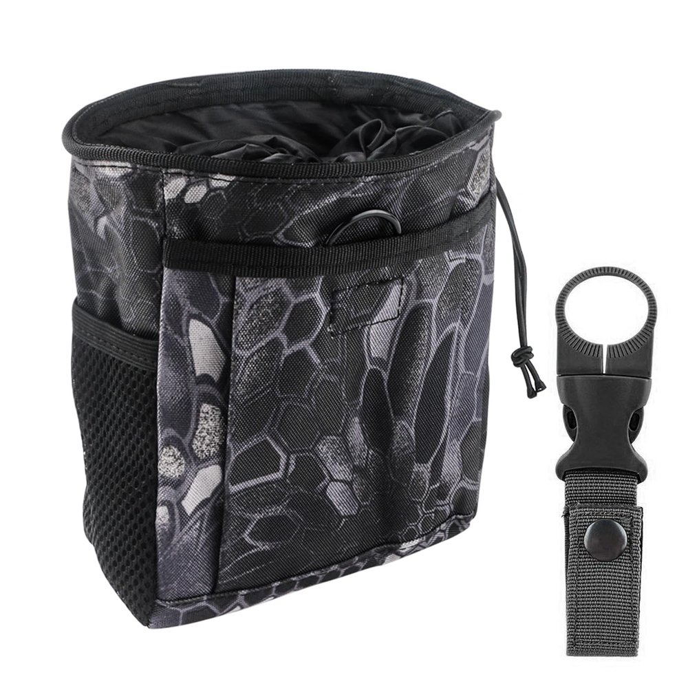 Drawstring Highend Rock Climbing Chalk Bag with a Carabiner Different Pockets for Climbing Bouldering, Gymnastics, Gym Pouch, Cross Fit and Lifting 1pcs (Black Camouflage)