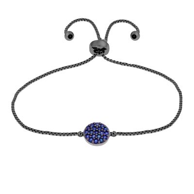 ELEGANT CONFETTI Venice 18k Black Gold Plated Cubic Zirconia Blue Bolo Fashion Bracelet