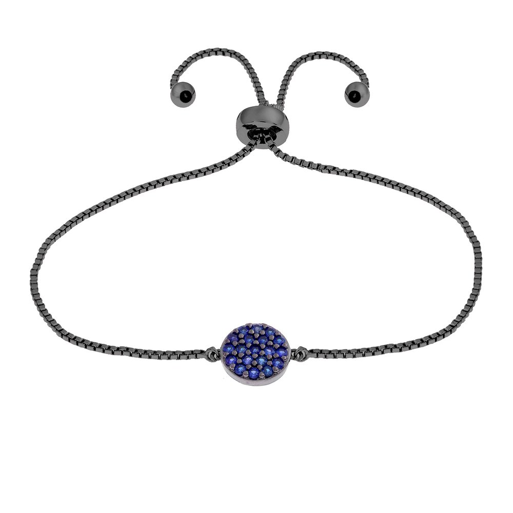 ELEGANT CONFETTI Venice 18k Black Gold Plated Cubic Zirconia Blue Bolo Fashion Bracelet