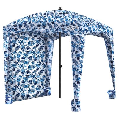 Qipi Beach Cabana - Easy to Set Up Canopy, Waterproof, Portable 6' x 6' Beach Shelter, Included Side Wall, Shade with UPF 50+ UV Protection, Ultimate Sun Umbrella - for Kids, Family - Sea Life
