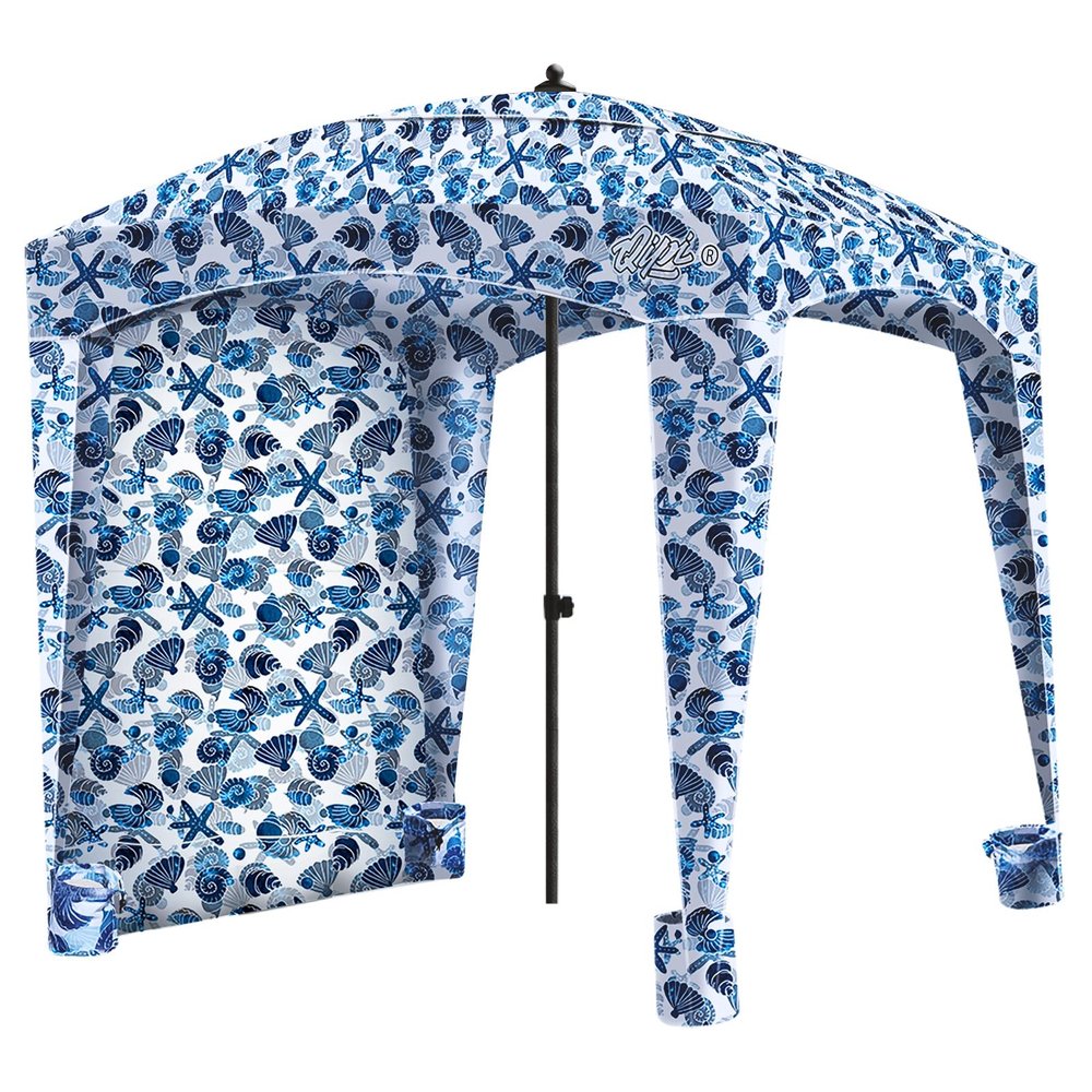 Qipi Beach Cabana - Easy to Set Up Canopy, Waterproof, Portable 6' x 6' Beach Shelter, Included Side Wall, Shade with UPF 50+ UV Protection, Ultimate Sun Umbrella - for Kids, Family - Sea Life
