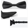 JEMYGINS Black Bow Tie Silk Bowtie and Pocket Square Hankerchief With Cufflinks Sets for Men(2) view 2