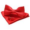 JEMYGINS Red Bow Tie Silk Bowtie and Pocket Square Hankerchief With Cufflinks Sets for Men(5) view 2