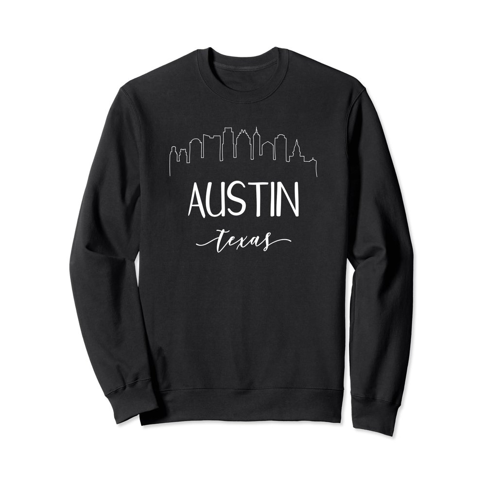 Austin Texas - Downtown Calligraphy Skyline Sweatshirt