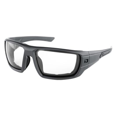 Bobster Mission Sunglasses with Foam, Matte Gray Frame, Clear Lens