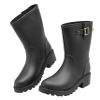 EYUSHIJIA Women's Short Rain Boots Waterproof Slip On Ankle Chelsea Booties (8 B(M), Black-B) view 2
