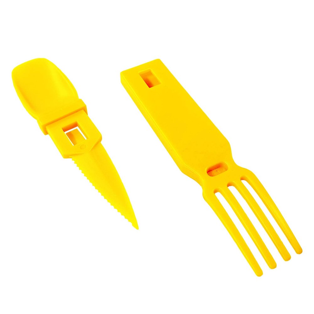 ASR Outdoor 3 in 1 Portable Plastic Utensils Flatware Camping Accessories, Yellow
