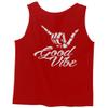 0153. Good Vibe Society Bones Hand Shaka Cool Vintage Graphic Men's Tank Top (Red, Small) view 3