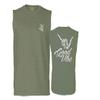 0153. Good Vibe Society Bones Hand Shaka Cool Vintage Graphic Men's Muscle Tank Sleeveles t Shirt (Olive Medium) view 1