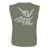0153. Good Vibe Society Bones Hand Shaka Cool Vintage Graphic Men's Muscle Tank Sleeveles t Shirt (Olive Medium) view 3