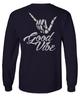 0153. Good Vibe Society Bones Hand Shaka Cool Vintage Graphic Men's Long Sleeve t Shirt (Characol, 2X Large) view 3