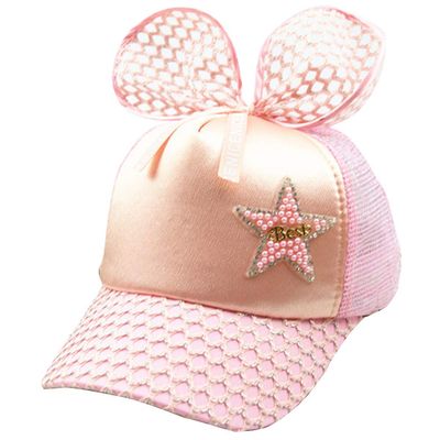 AMOYER Infant Toddler Snapback Hat Cute Mesh Baseball Cap with Big Bow Hat for Kids Girls Boys Light Pink