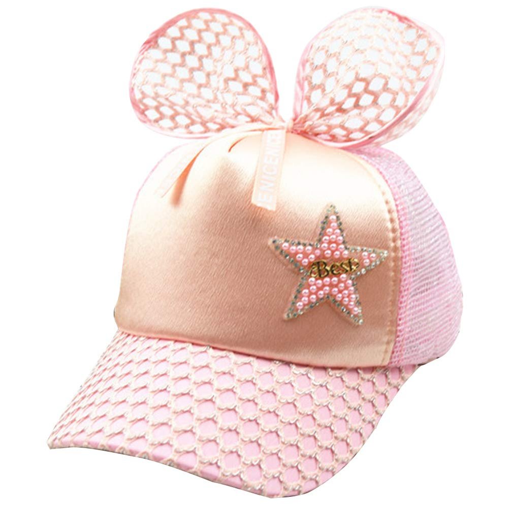 AMOYER Infant Toddler Snapback Hat Cute Mesh Baseball Cap with Big Bow Hat for Kids Girls Boys Light Pink