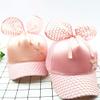AMOYER Infant Toddler Snapback Hat Cute Mesh Baseball Cap with Big Bow Hat for Kids Girls Boys Light Pink view 3