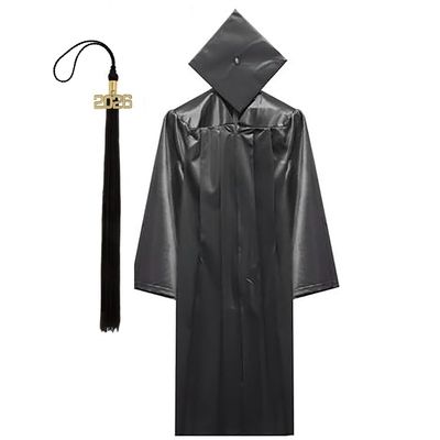 Tassel Depot - Graduation Cap and Gown Set with Customizable Tassel Year - Made in USA - Perfect for High School or College - Black (Large)