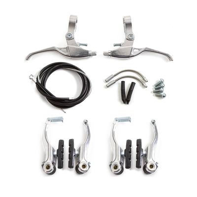 Clarks 115 V-Brake Caliper Set - Silver, Modern, Easy to Install, Alloy, Stainless Steel, 100% Stainless Steel, 1 Count, Rectangular, Polished, Front & Rear, Lever, Bike Brake Set