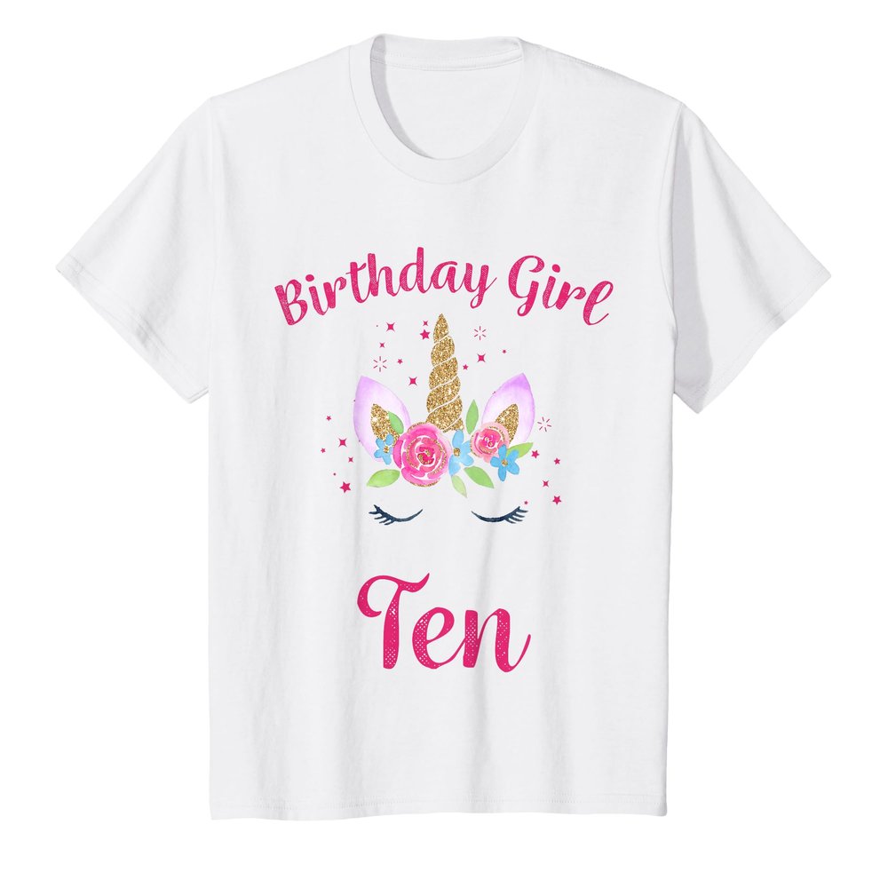 10th Birthday Girl Unicorn Shirt Tenth Birthday Outfit T-Shirt