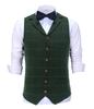 Aesido Casual Men's Vest for Wedding Plaid Soft Wool Tweed Waistcoat for Groosmen Best Man Black XXXL view 2