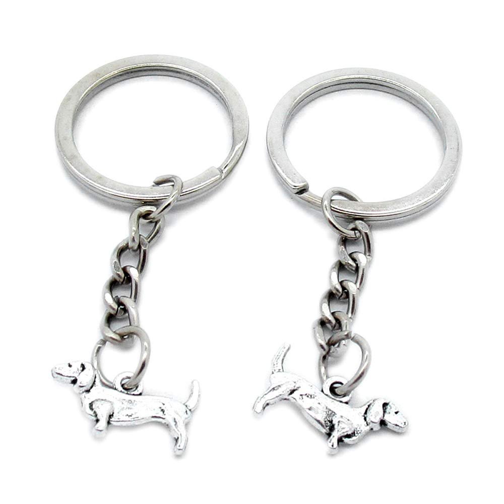 50 Items Metal Keychain Keyring Key Tags Chains Rings Jewelry Bag Charms Y7MM7 Dachshund Dog