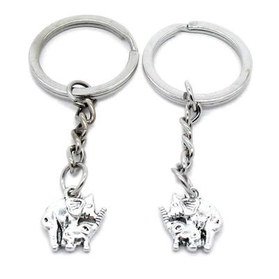 100 Items Metal Keychain Keyring Key Tags Chains Rings Jewelry Bag Charms O2JI8 Mother Child Parent Elephant