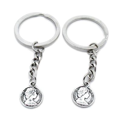 1 Item Metal Keychain Keyring Key Tags Chains Rings Jewelry Bag Charms R4ZI1 Elizabeth II Queen Lady Portrait