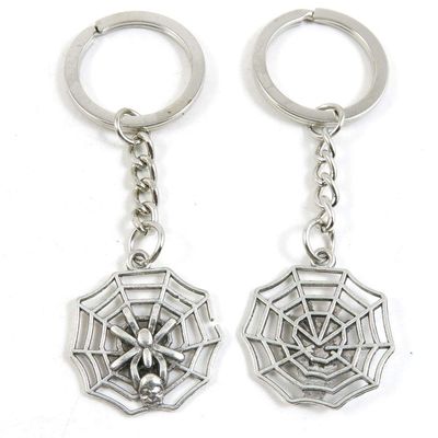 5 Items Metal Keychain Keyring Key Tags Chains Rings Jewelry Bag Charms K8WR7 Spider Net Cobweb