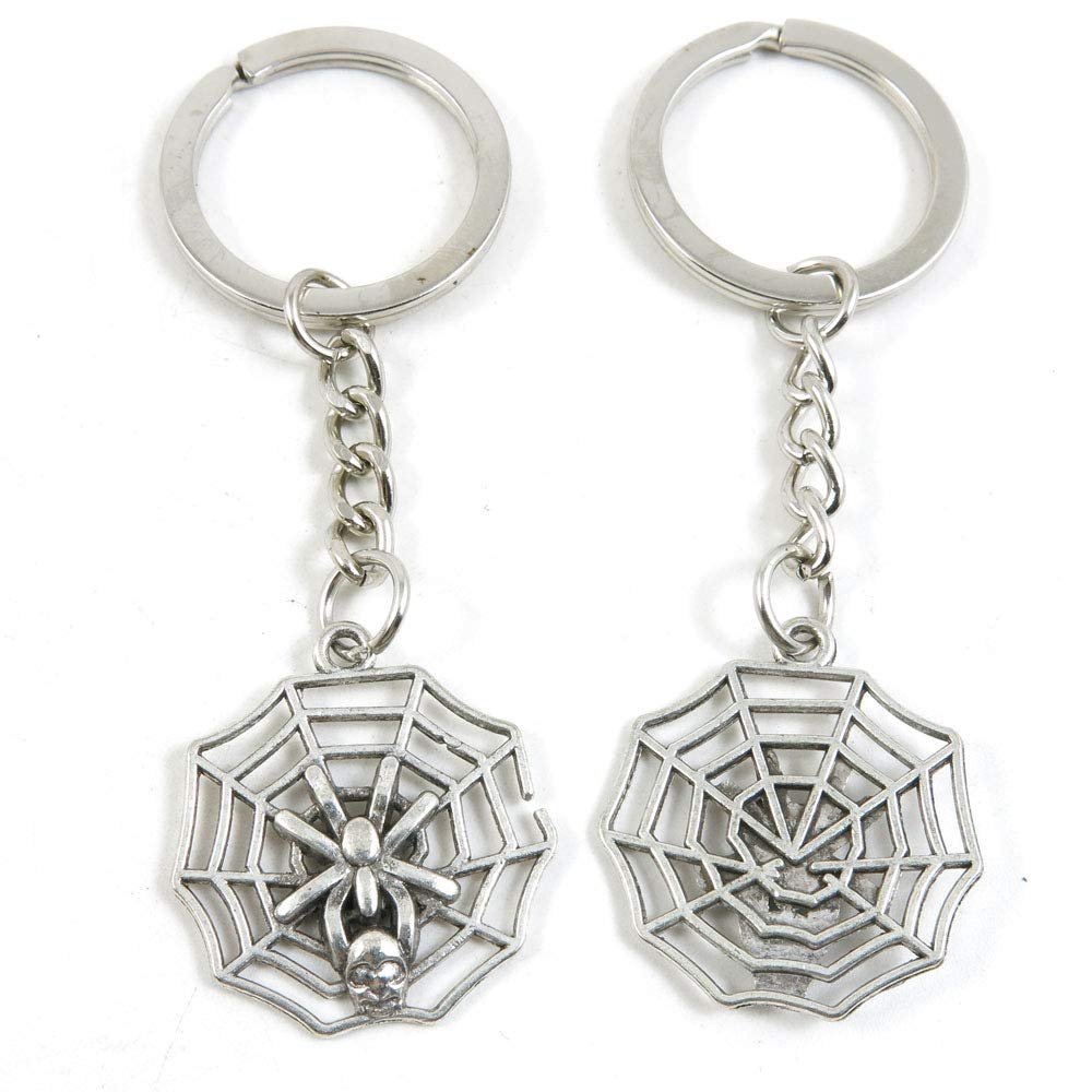 5 Items Metal Keychain Keyring Key Tags Chains Rings Jewelry Bag Charms K8WR7 Spider Net Cobweb