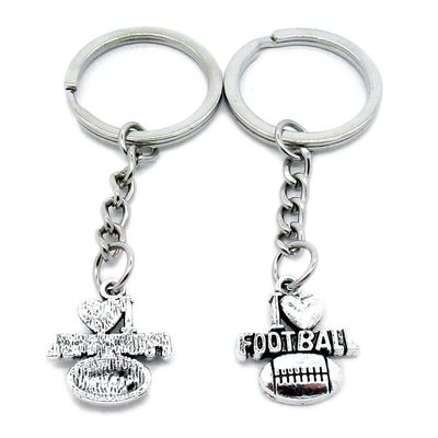 1 Item Metal Keychain Keyring Key Tags Chains Rings Jewelry Bag Charms T5RJ7 I Love Football