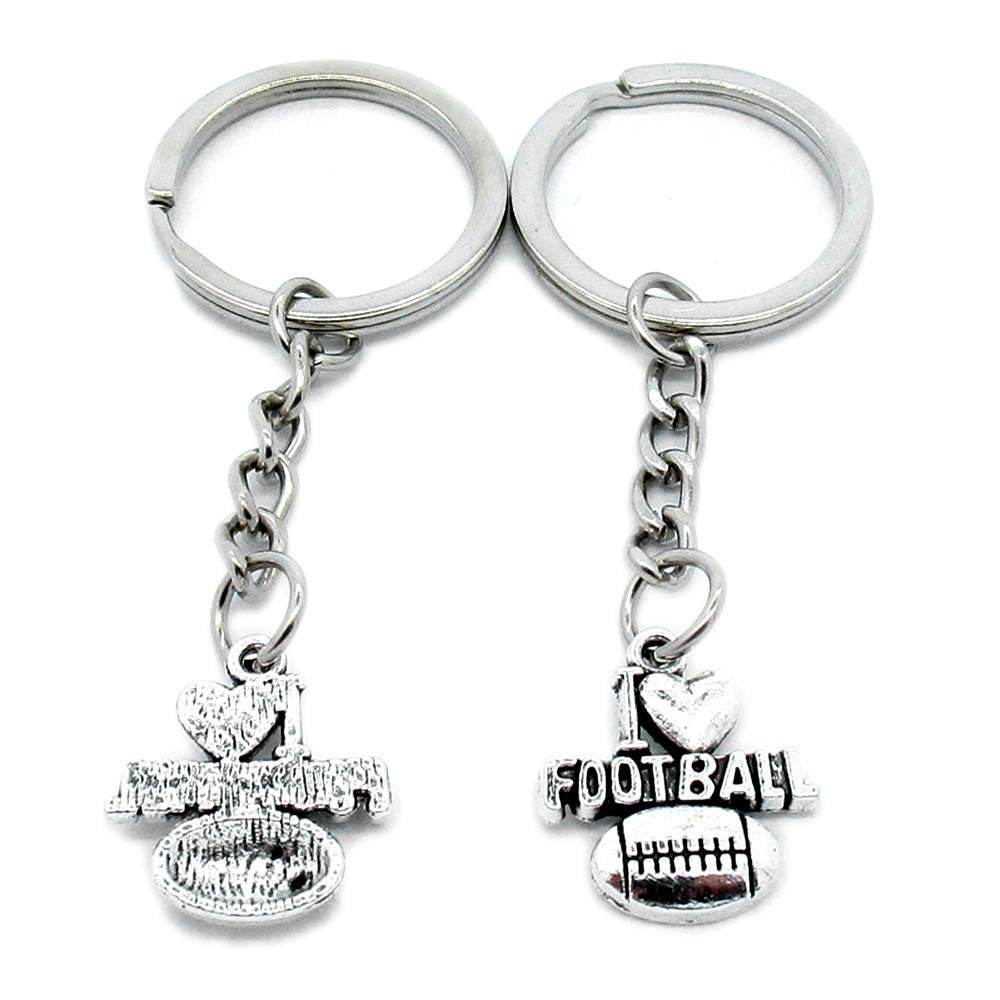 1 Item Metal Keychain Keyring Key Tags Chains Rings Jewelry Bag Charms T5RJ7 I Love Football