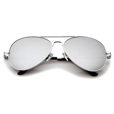 AllTopBargains Large Pilot Sunglasses Silver Lens Vintage Retro Shades Style Men Women
