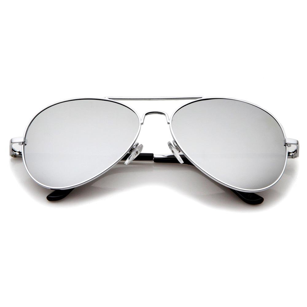 AllTopBargains Large Pilot Sunglasses Silver Lens Vintage Retro Shades Style Men Women