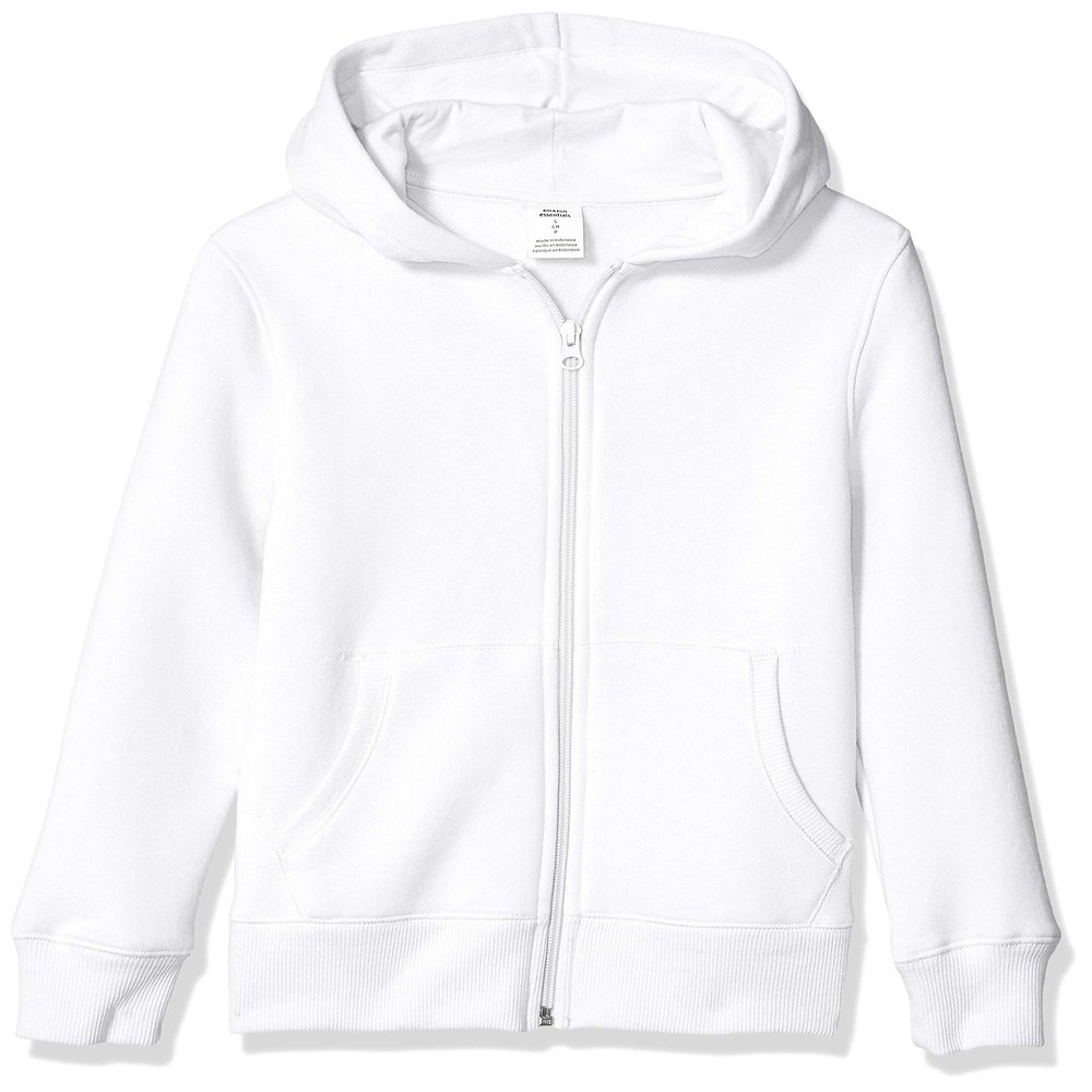 Amazon Essentials Boys' Fleece Zip-Up Hoodie Sweatshirts, White, XX-Large