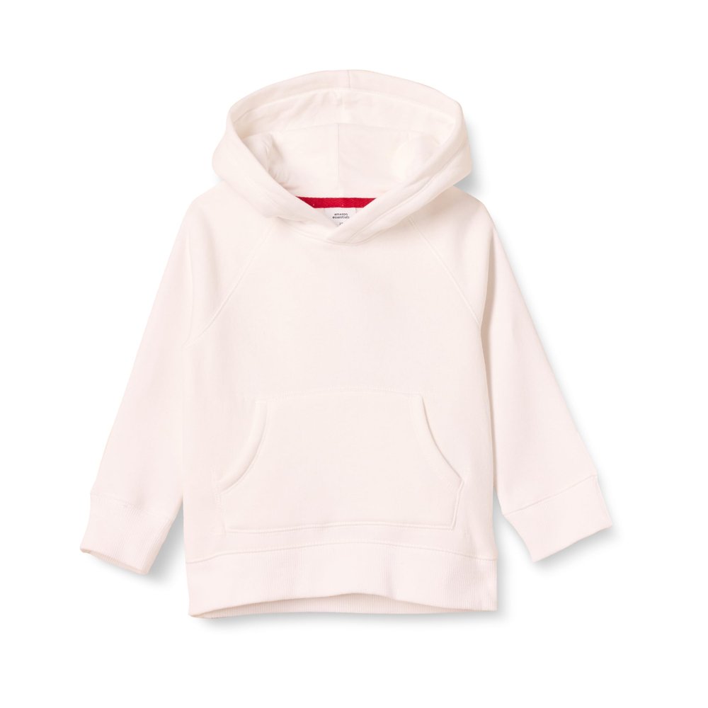 Amazon Essentials Boys' Fleece Pullover Hoodie Sweatshirts, White, Large