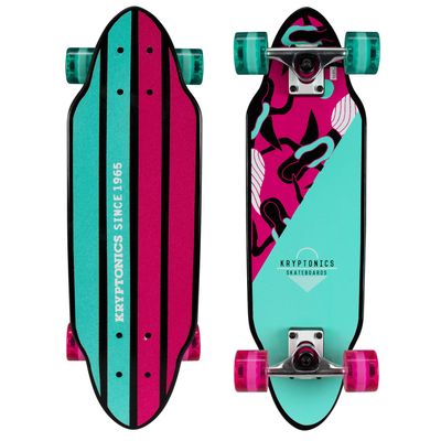 Kryptonics Mini Cutaway Cruiser 26-Inch Complete Skateboard with Elegant Mermaid Graphic - Ideal for Young Skaters, Combining Lightweight Durability and Beginner-Friendly Design