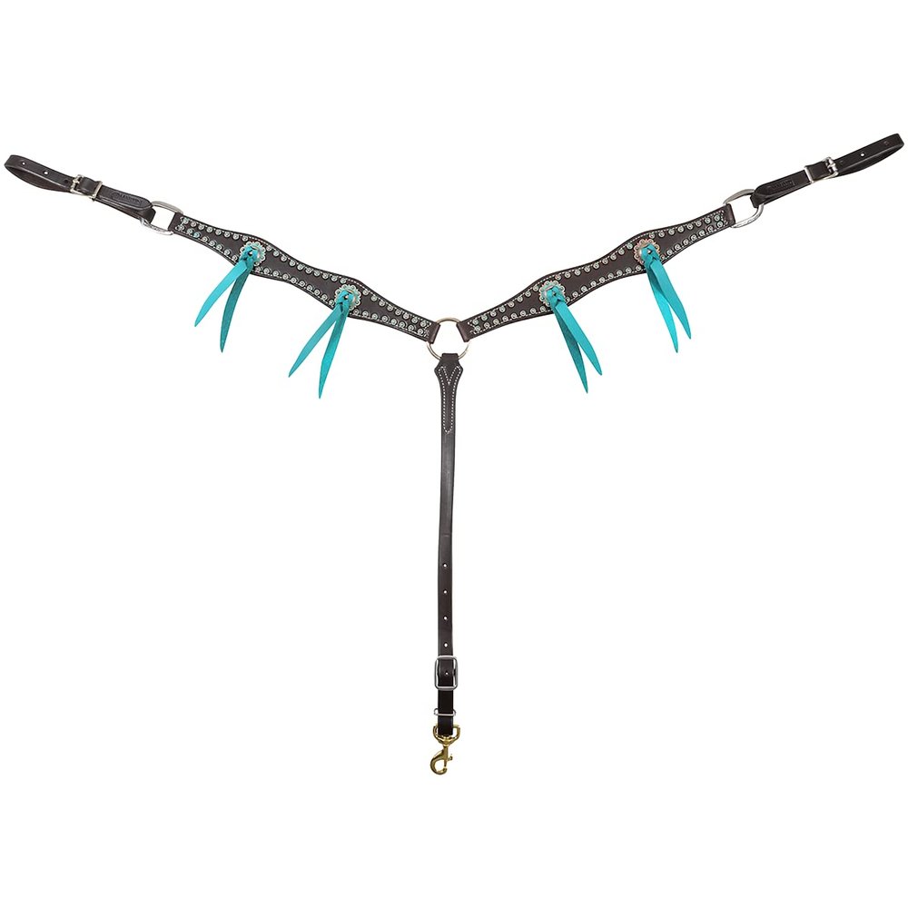 1.5-inch Scallop Breastcollar with Blood Knots and Antique Copper Dots