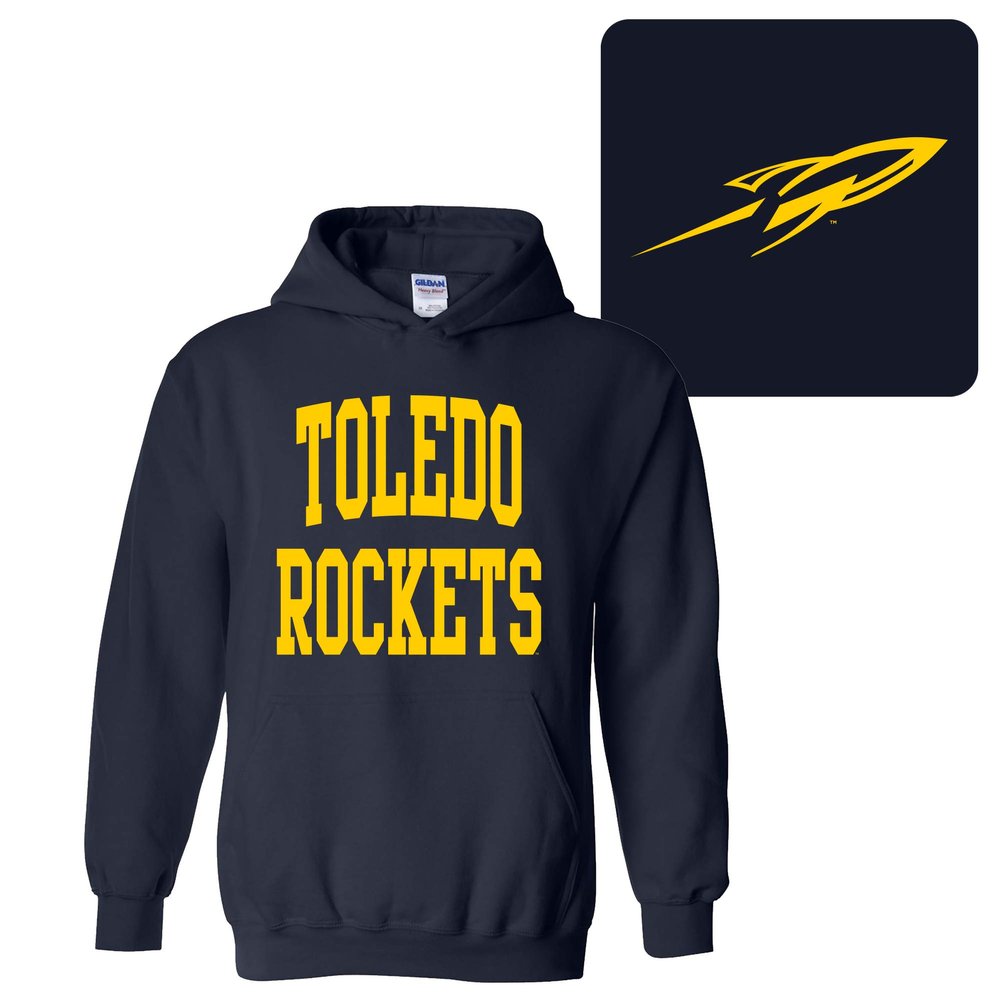 AH46 - Toledo Rockets Front And Back Print HOODIE - 3X-Large - Navy