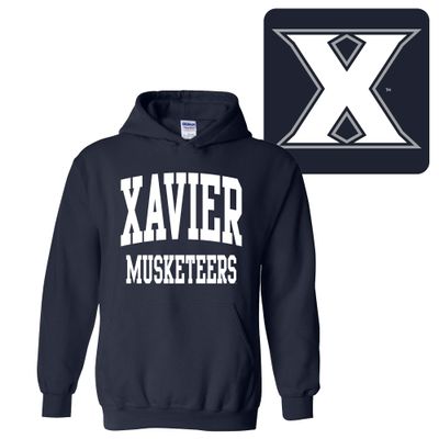 AH46 - Xavier Musketeers Front And Back Print HOODIE - X-Large - Navy