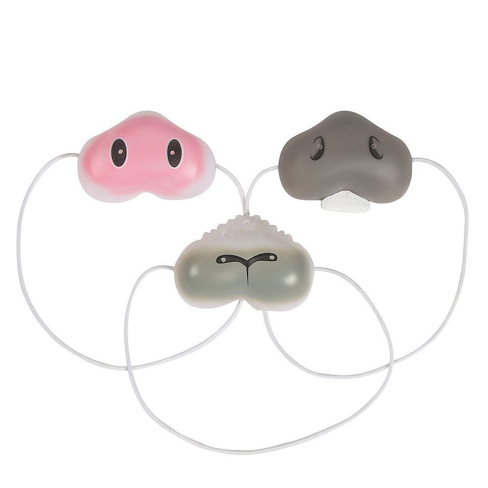 Fun Express Child's Animal Nose Set - Set of 12 - Dress Up Costumes, Christmas Nativity and Party Favors
