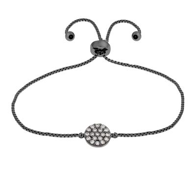 ELEGANT CONFETTI Venice 18k Black Gold Plated Cubic Zirconia Bolo Fashion Bracelet
