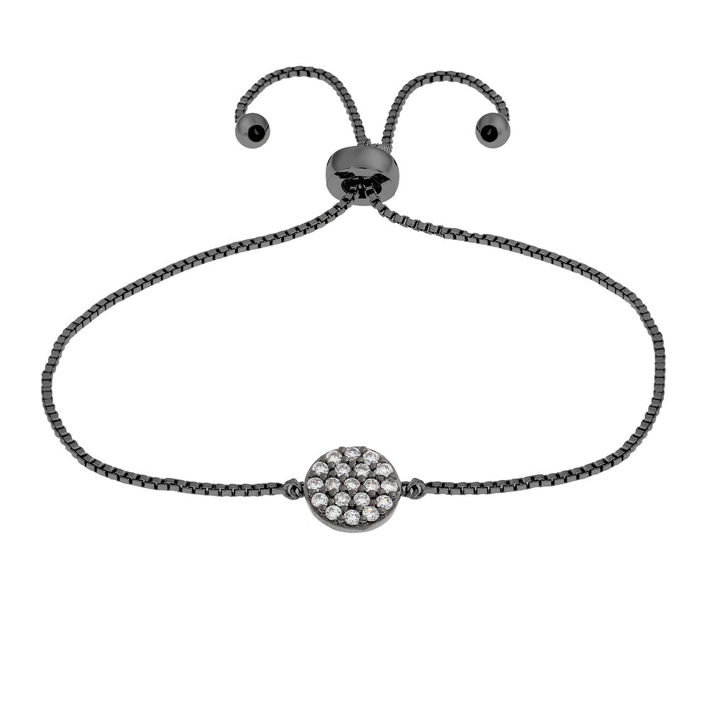 ELEGANT CONFETTI Venice 18k Black Gold Plated Cubic Zirconia Bolo Fashion Bracelet