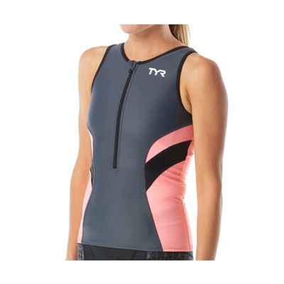 TYR TCOFN6A194XS Women's Comp Singlet Grey/Coral XS