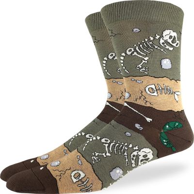Good Luck Sock Men's Dinosaur Fossil Layers Socks, Adult, Shoe Size 7-12