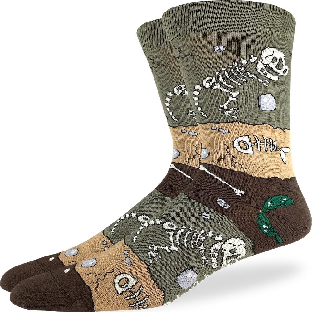 Good Luck Sock Men's Dinosaur Fossil Layers Socks, Adult, Shoe Size 7-12
