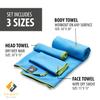 OlimpiaFit Quick Dry Towel - 3 Size Pack of Lightweight Microfiber Travel Towels w/Bag - Fast Drying Towel Set for Camping, Beach, Gym, Backpacking, Sports, Yoga & Swim Use view 3