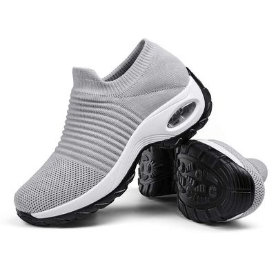 Women's Breathable Walking Tennis Shoes - Casual Slip on Sock Sneakers Nursing Work Shoes Platform Pure Grey,10